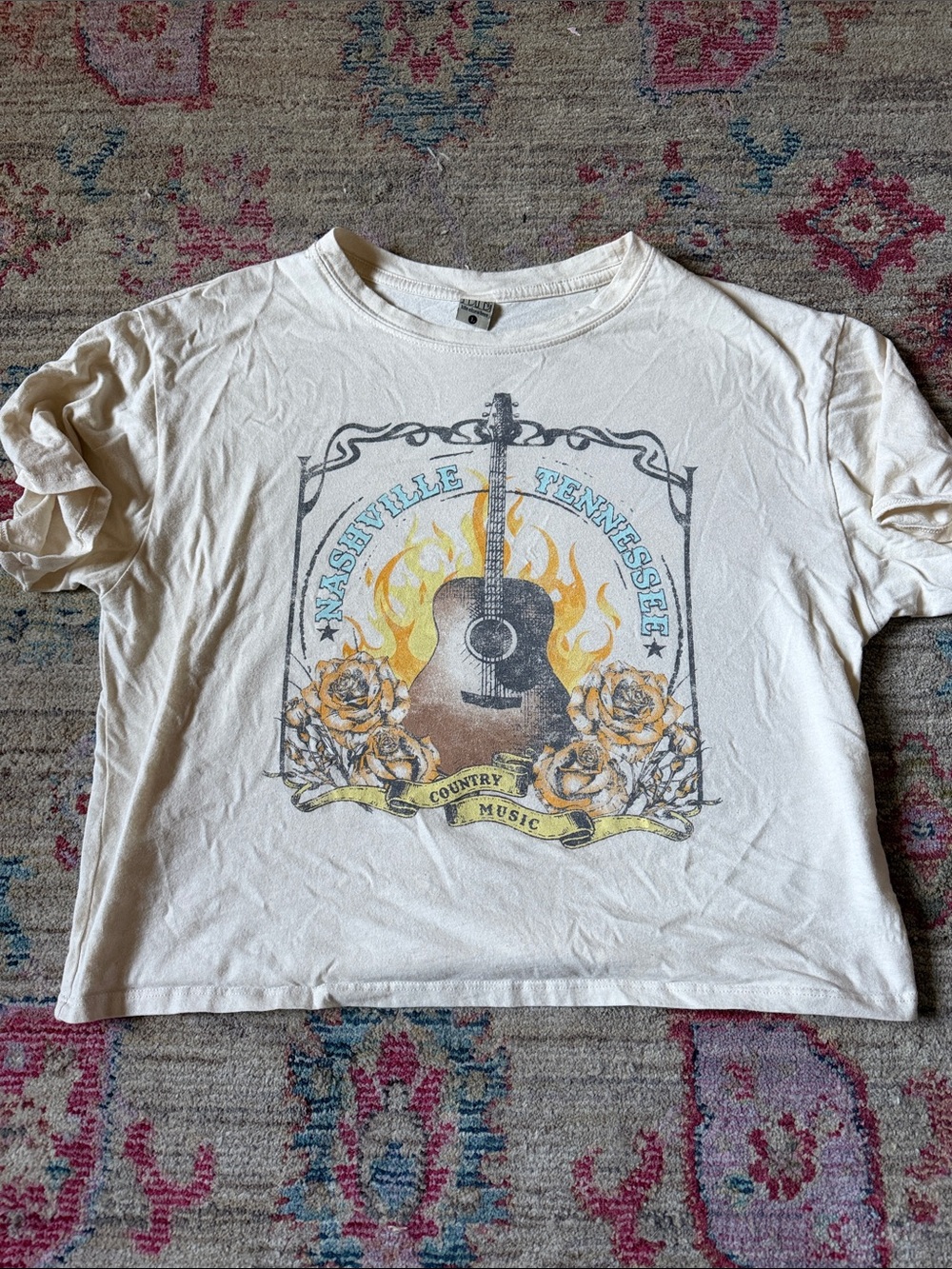 White Nashville Tennessee Graphic Crop Top - Country Music Tee